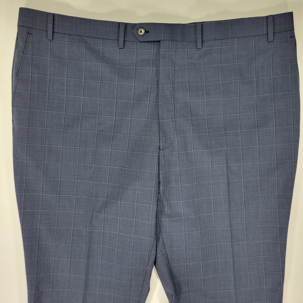 Ralph Lauren Mens Pants Flat Front Navy Plaid Poly Wool Size 44 / UNFINISHED - Picture 3 of 10